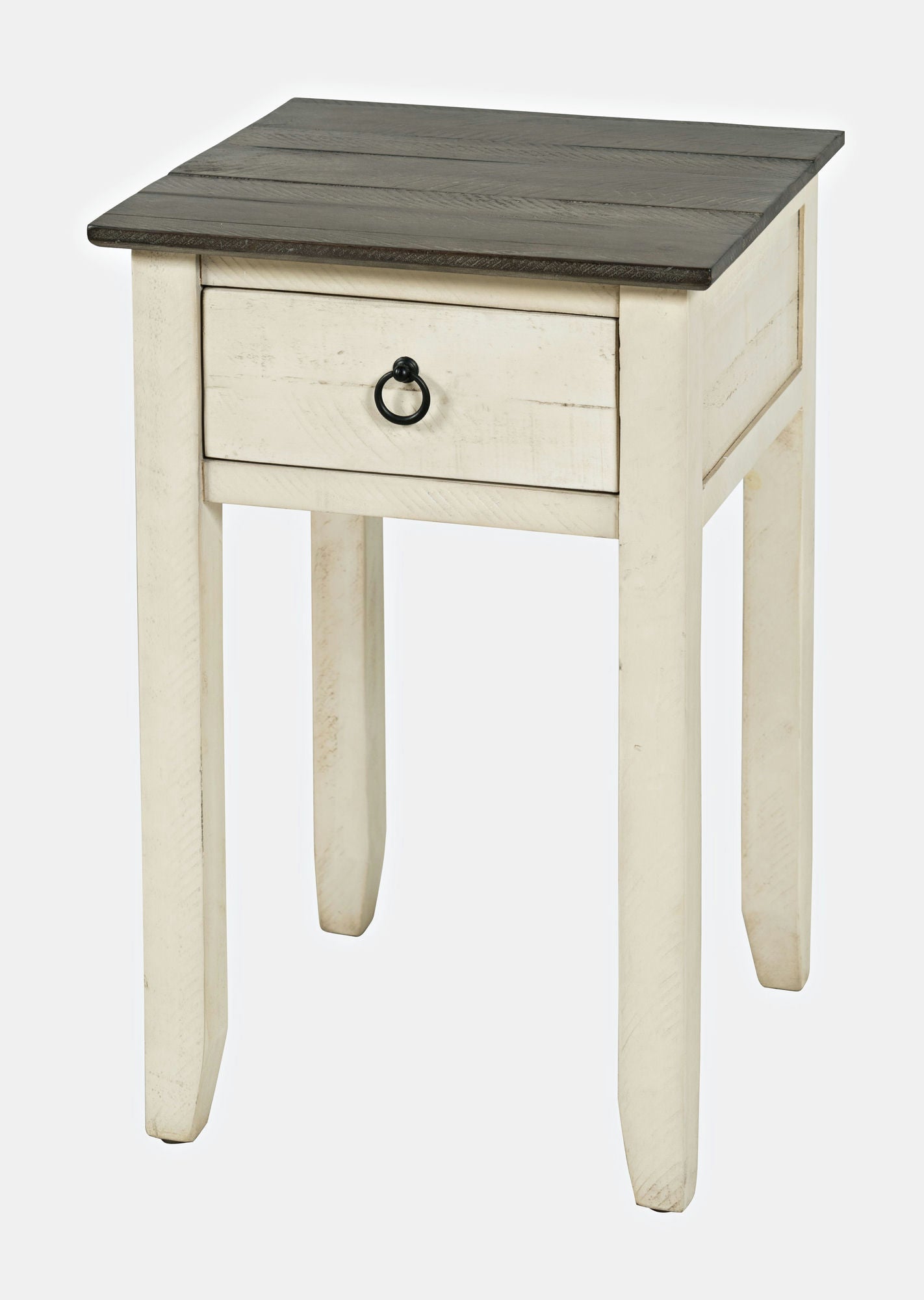 Devon Farmhouse Distressed Pine End Table - Antique White