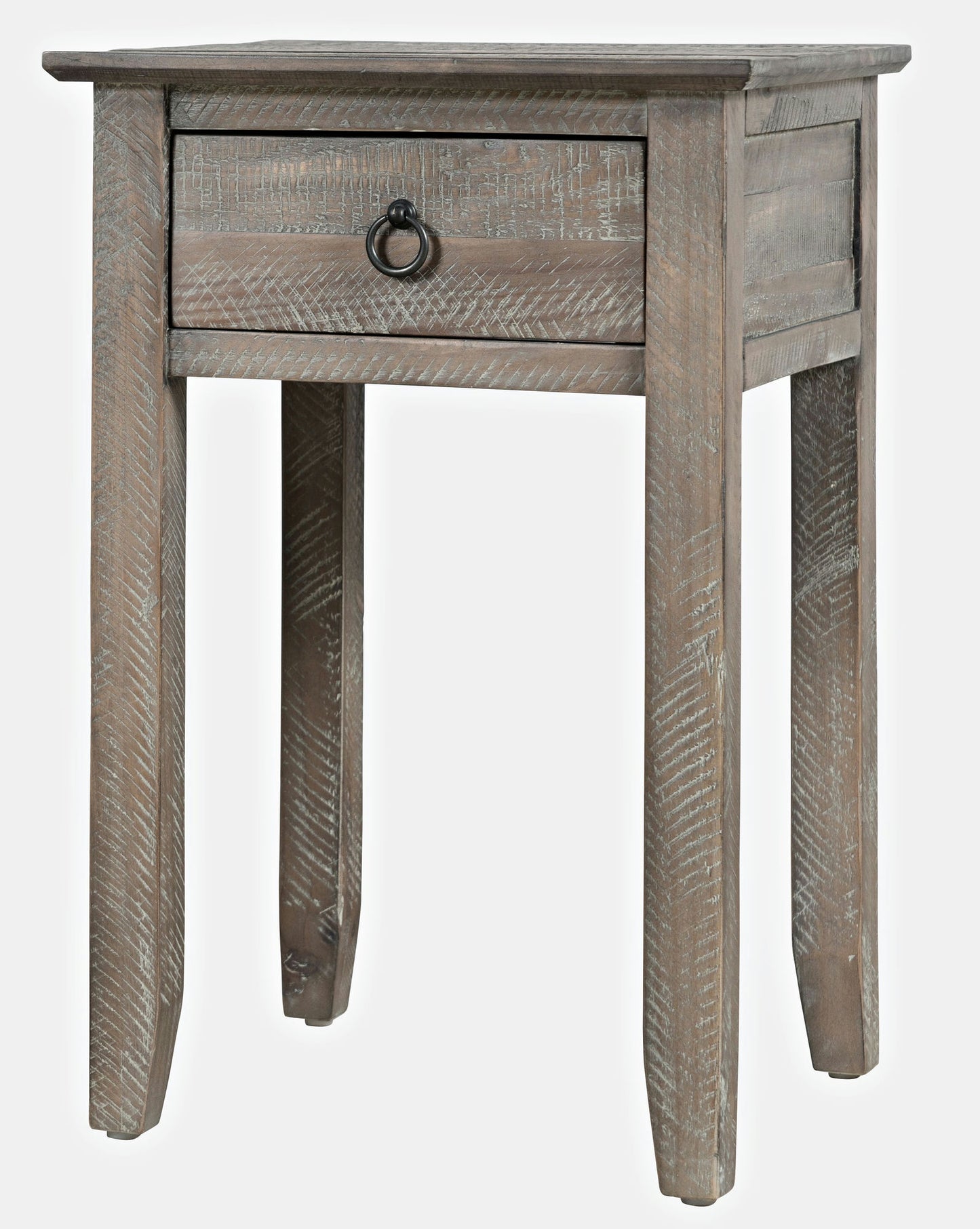 Devon Farmhouse Distressed Pine End Table - Grey Wash