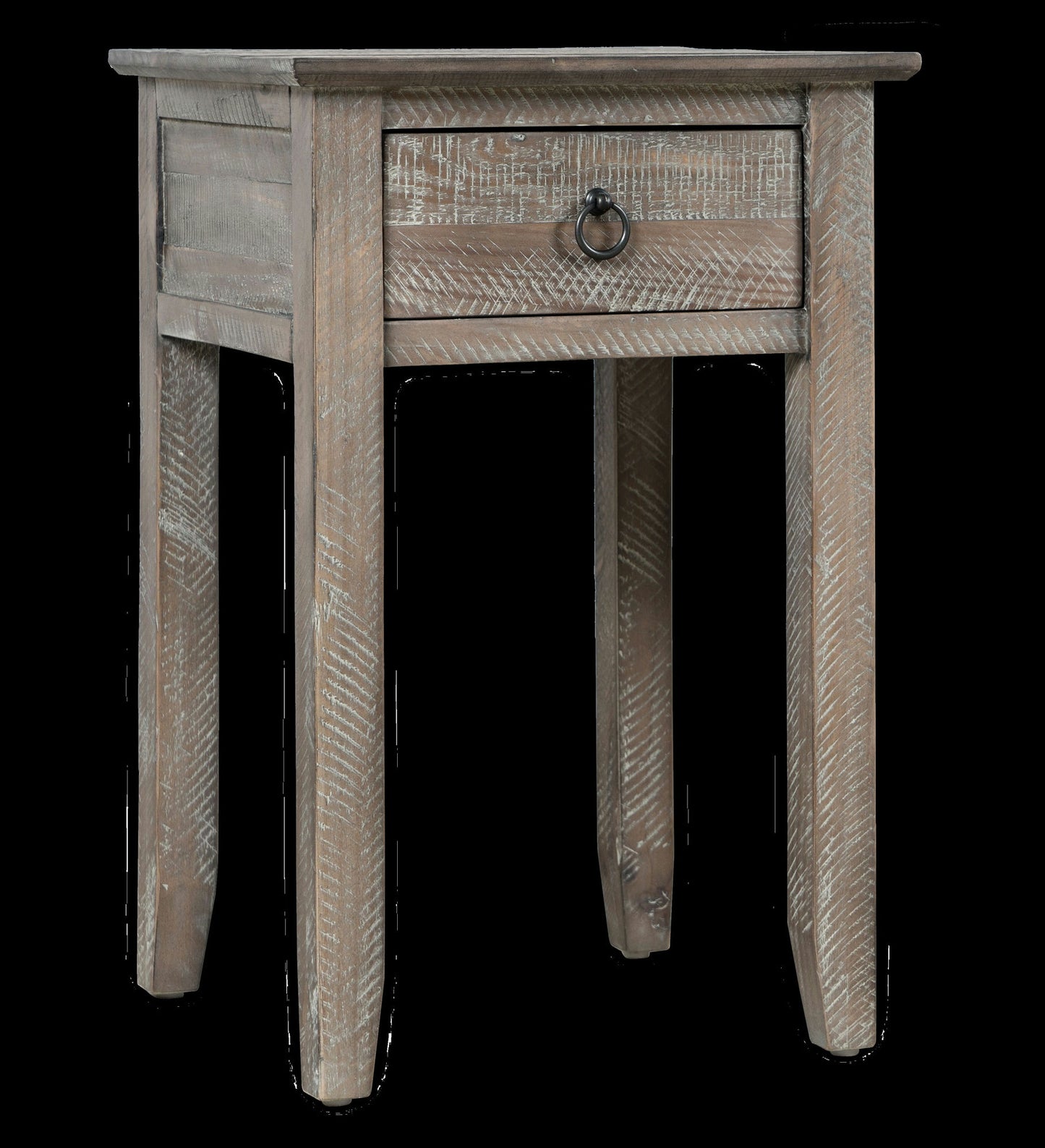 Devon Farmhouse Distressed Pine End Table - Grey Wash