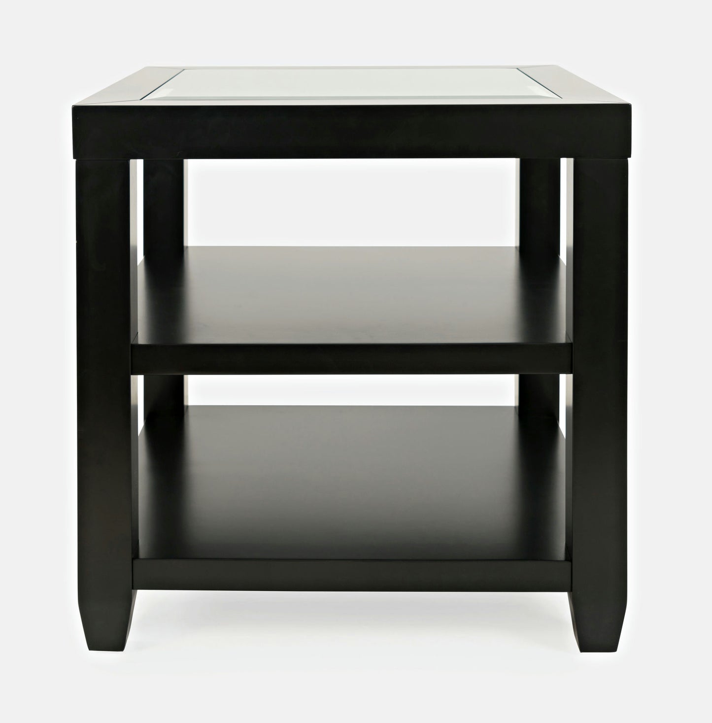 Urban Icon Contemporary Glass Inlay End Table with Storage - Black