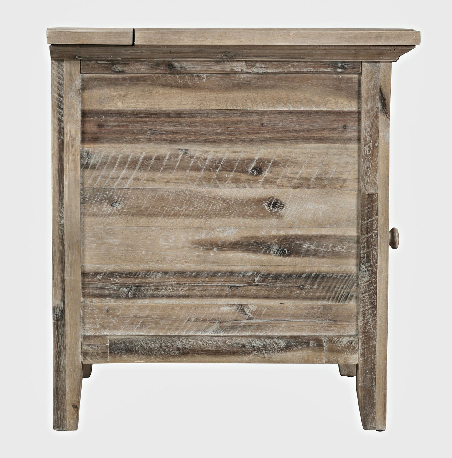 Rustic Shores Distressed Acacia USB Charging Chairside End Table - Grey Wash