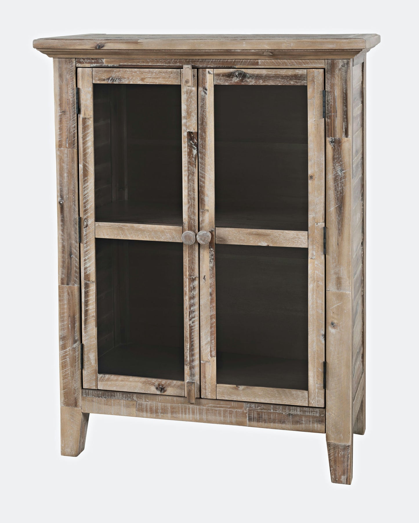Rustic Shores 32" Coastal Distressed Acacia Two-Door Accent Cabinet - Grey Wash