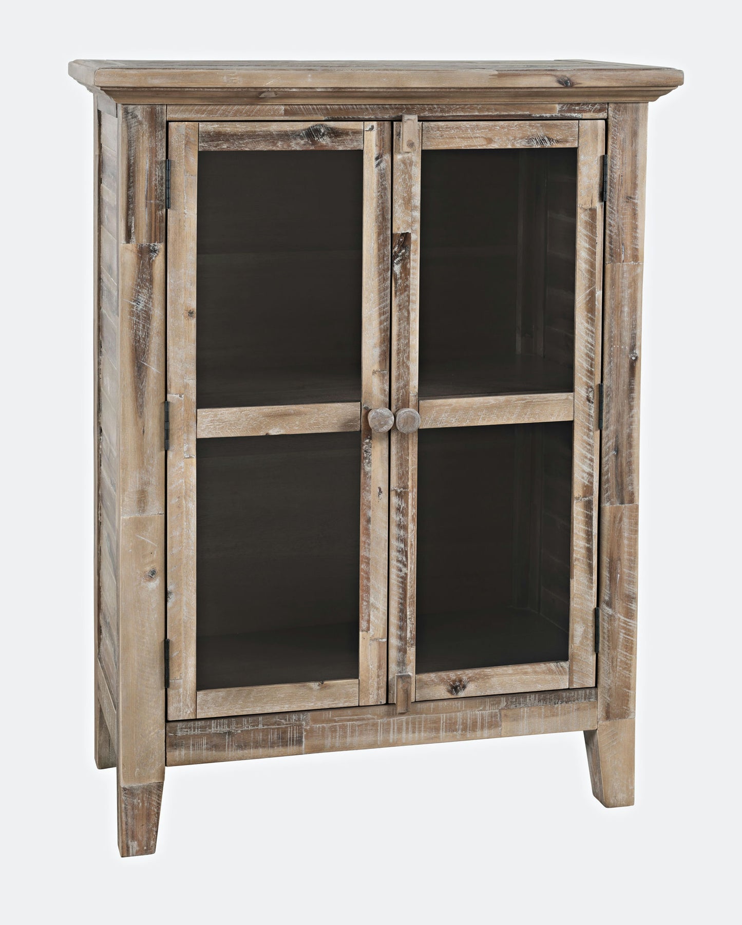 Rustic Shores 32" Coastal Distressed Acacia Two-Door Accent Cabinet - Grey Wash