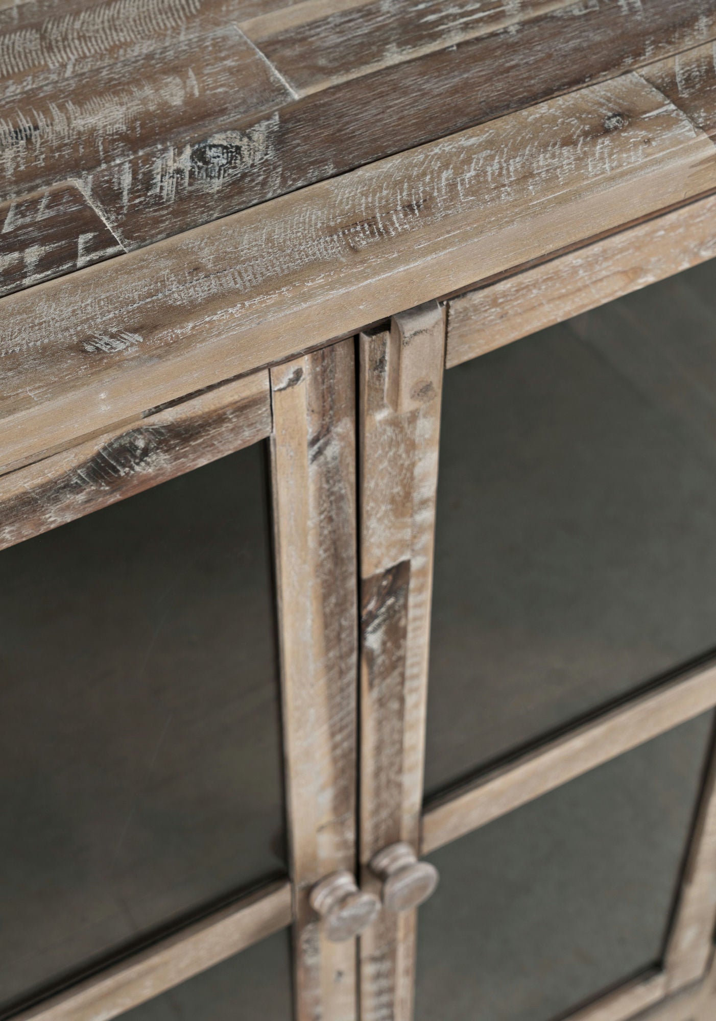 Rustic Shores 32" Coastal Distressed Acacia Two-Door Accent Cabinet - Grey Wash
