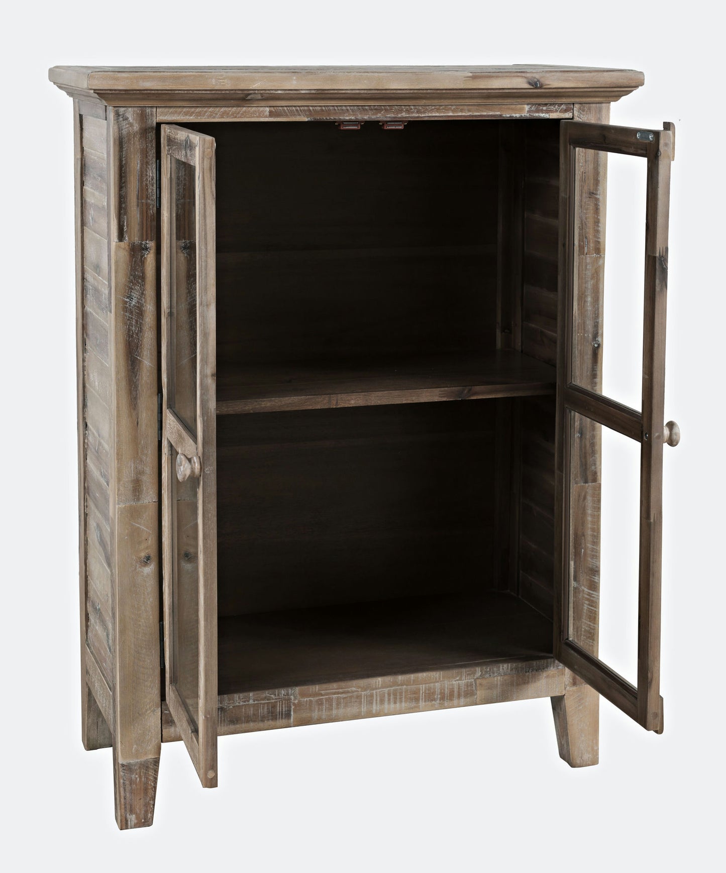 Rustic Shores 32" Coastal Distressed Acacia Two-Door Accent Cabinet - Grey Wash