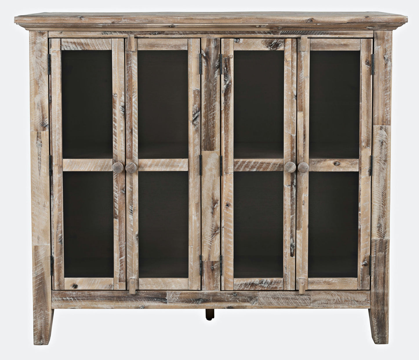 Rustic Shores 48" Coastal Distressed Acacia Four-Door Accent Cabinet - Grey Wash