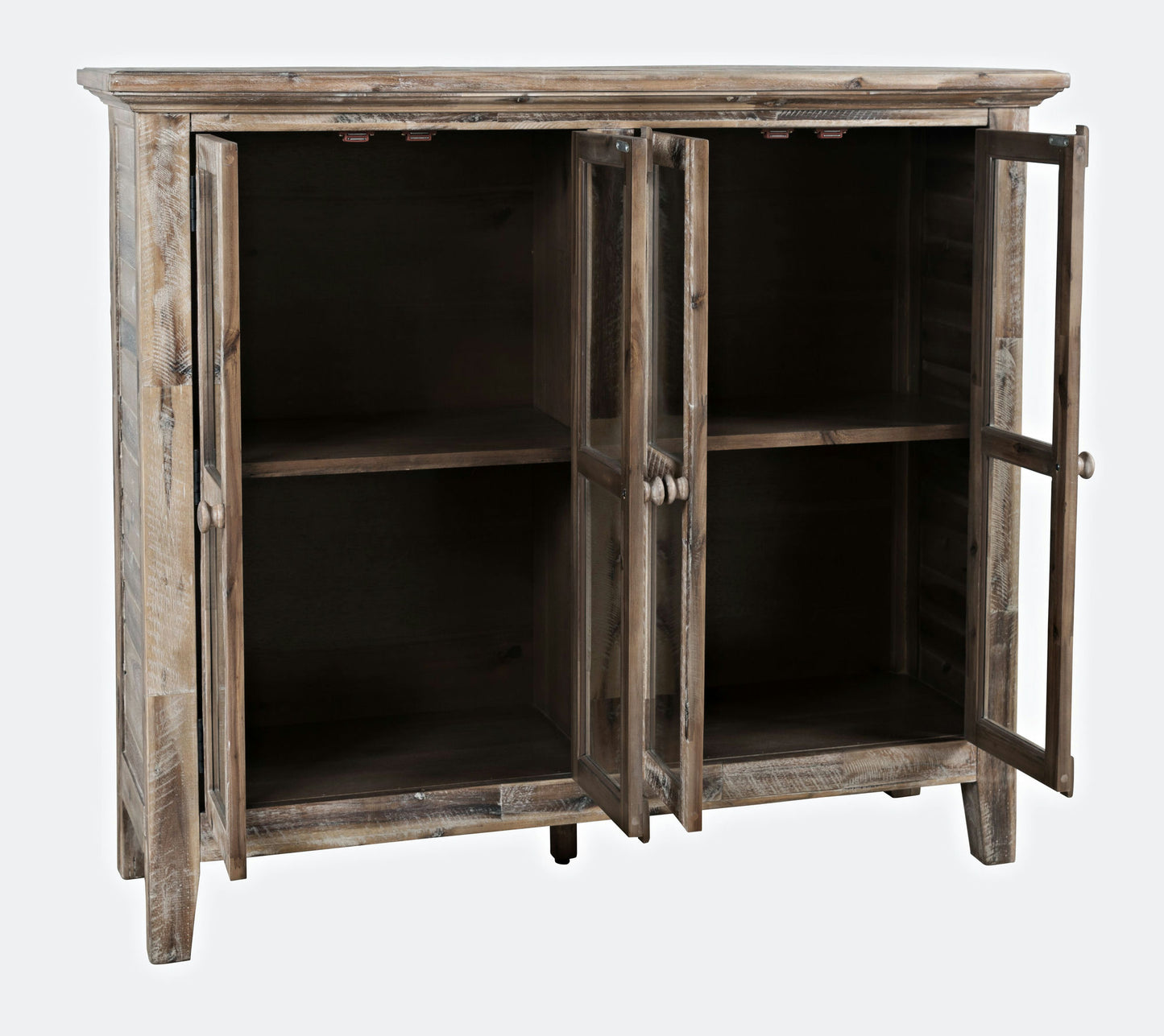 Rustic Shores 48" Coastal Distressed Acacia Four-Door Accent Cabinet - Grey Wash