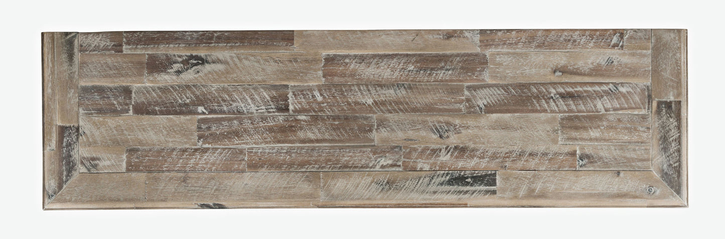 Rustic Shores 54" Coastal Distressed Acacia Four-Door Credenza Cabinet - Grey