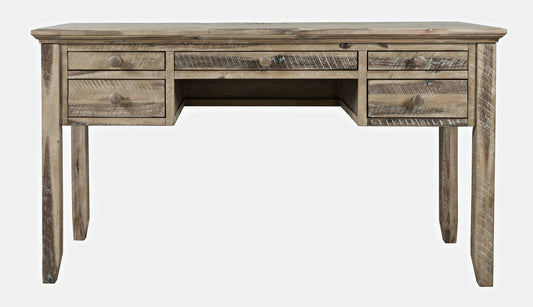 Rustic Shores Coastal Style Distressed Acacia USB Charging Desk - Grey Wash