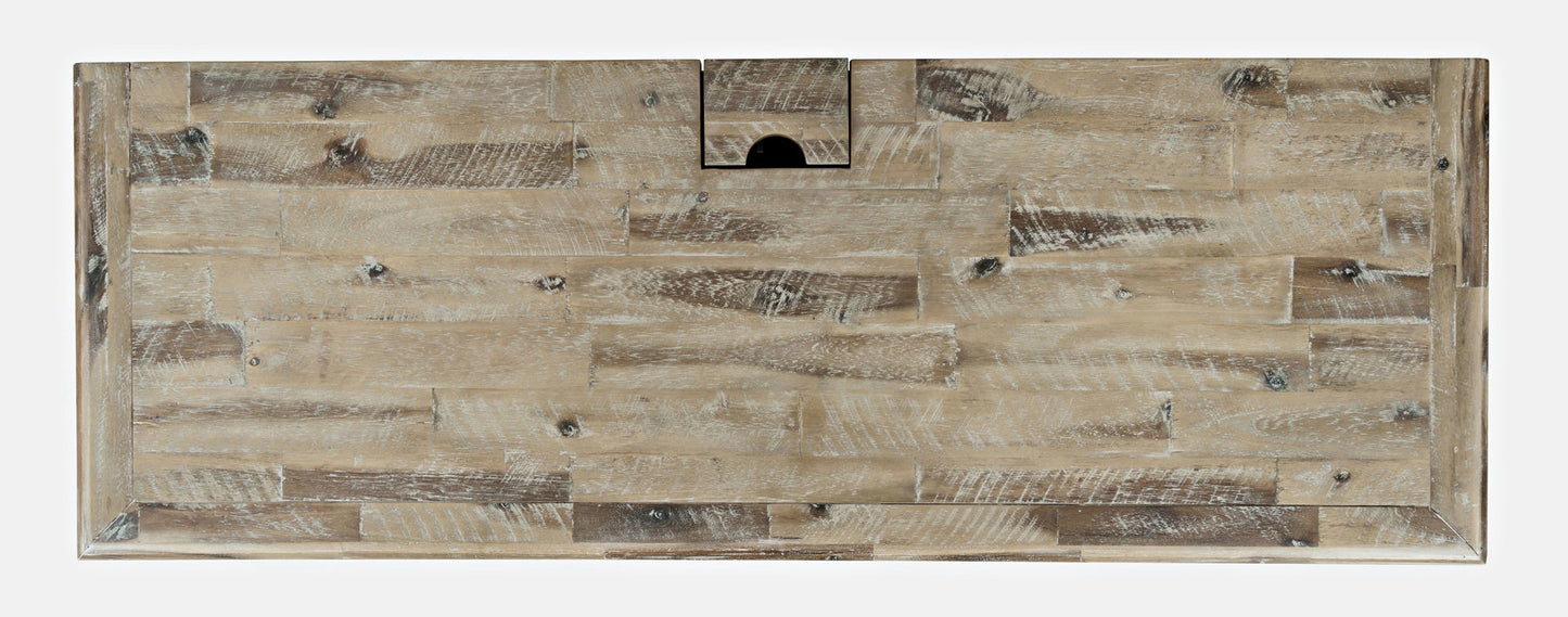 Rustic Shores Coastal Style Distressed Acacia USB Charging Desk - Grey Wash