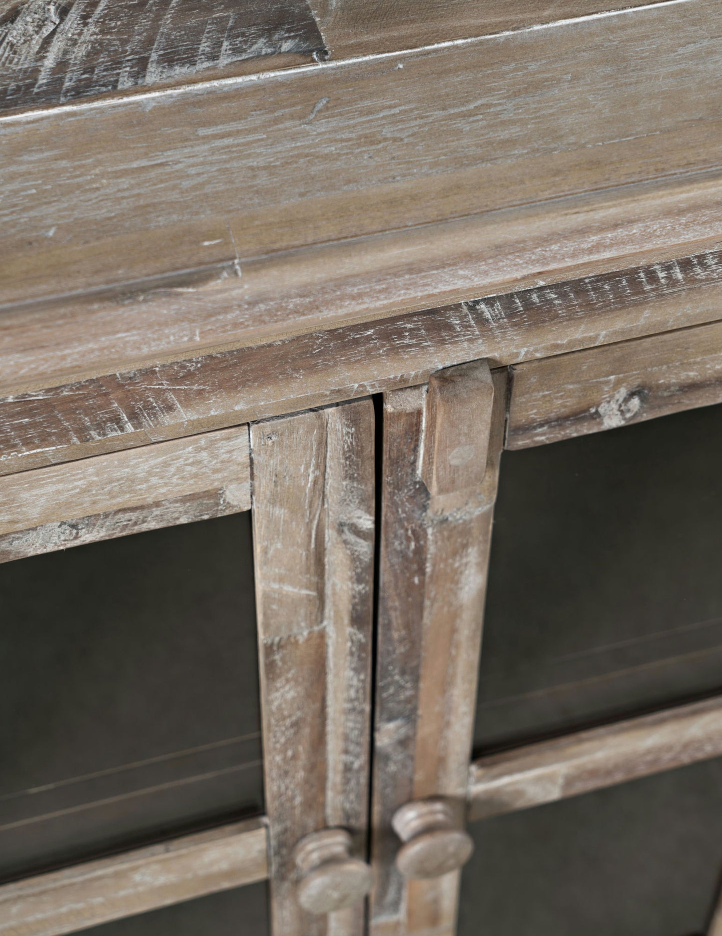 Rustic Shores 70" Coastal Distressed Acacia Six-Door Sideboard Cabinet - Grey