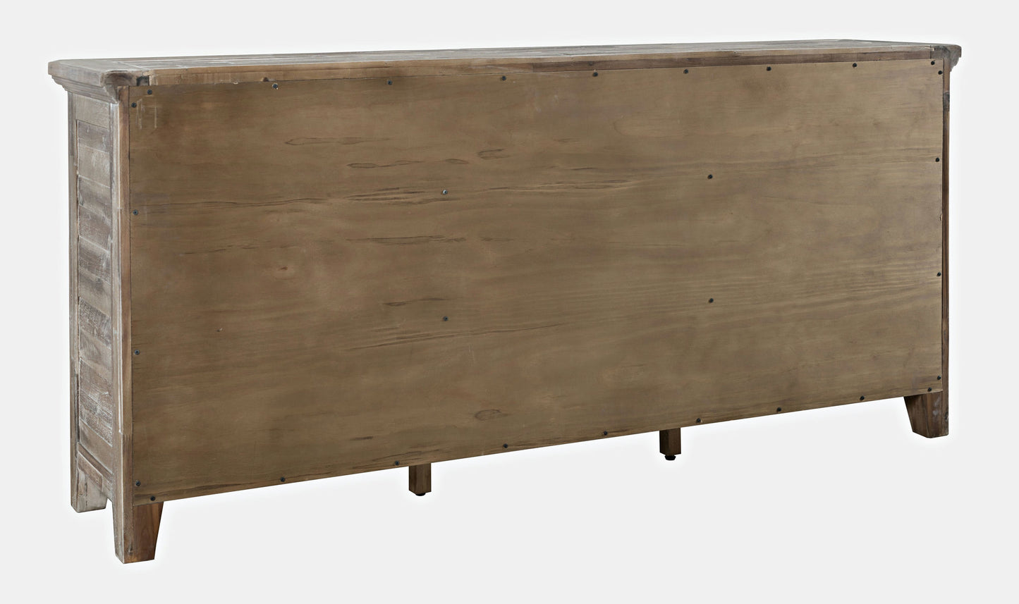 Rustic Shores 70" Coastal Distressed Acacia Six-Door Sideboard Cabinet - Grey