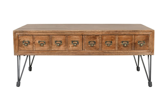 American Vintage Coffee Table with Apothecary Drawers