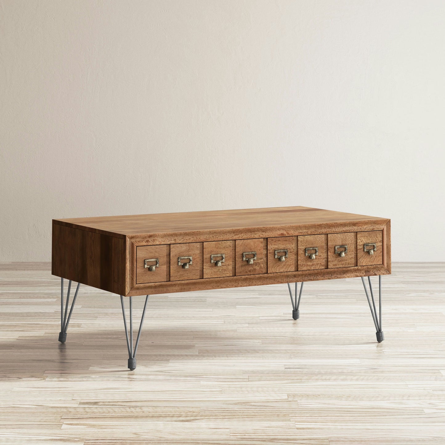 American Vintage Coffee Table with Apothecary Drawers