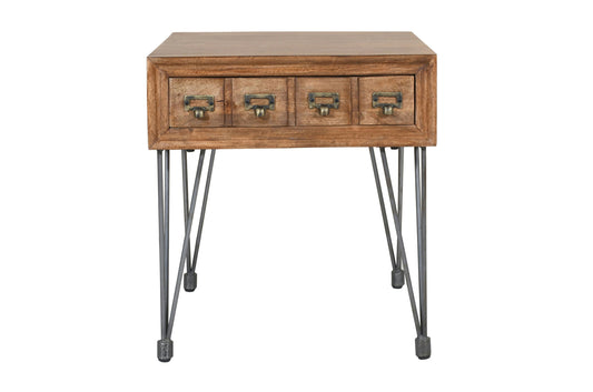 American Vintage End Table with Apothecary Drawers