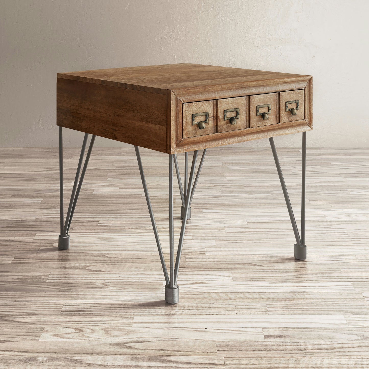 American Vintage End Table with Apothecary Drawers