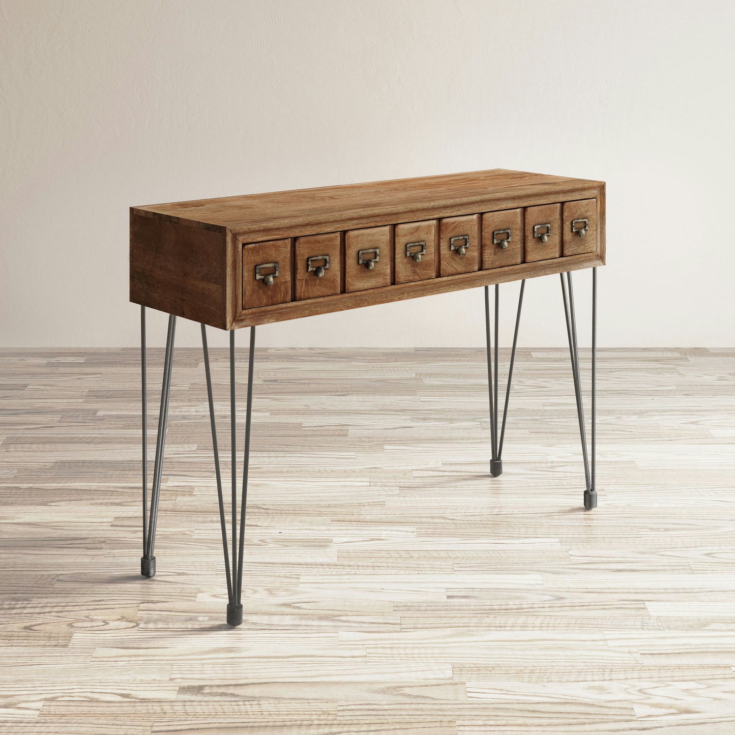 American Vintage Sofa Table with Apothecary Drawers