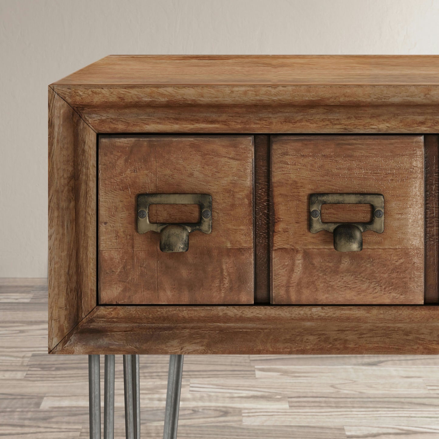 American Vintage Sofa Table with Apothecary Drawers