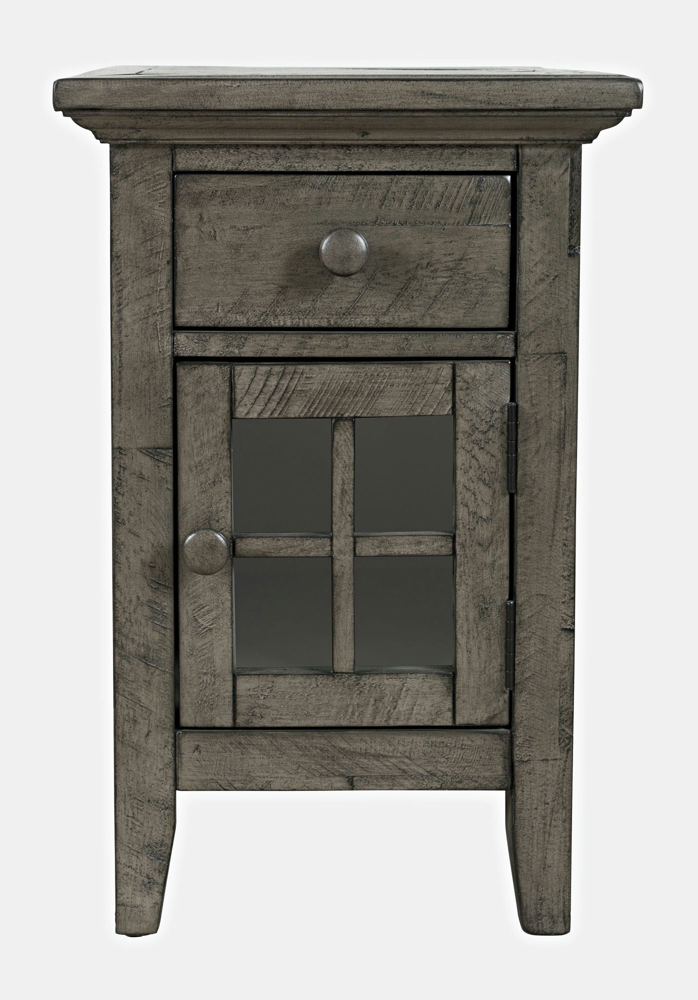 Rustic Shores Distressed Acacia USB Charging Chairside End Table - Stone