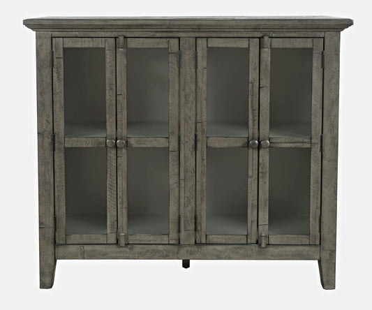 Rustic Shores 48" Coastal Distressed Acacia Four-Door Accent Cabinet - Stone