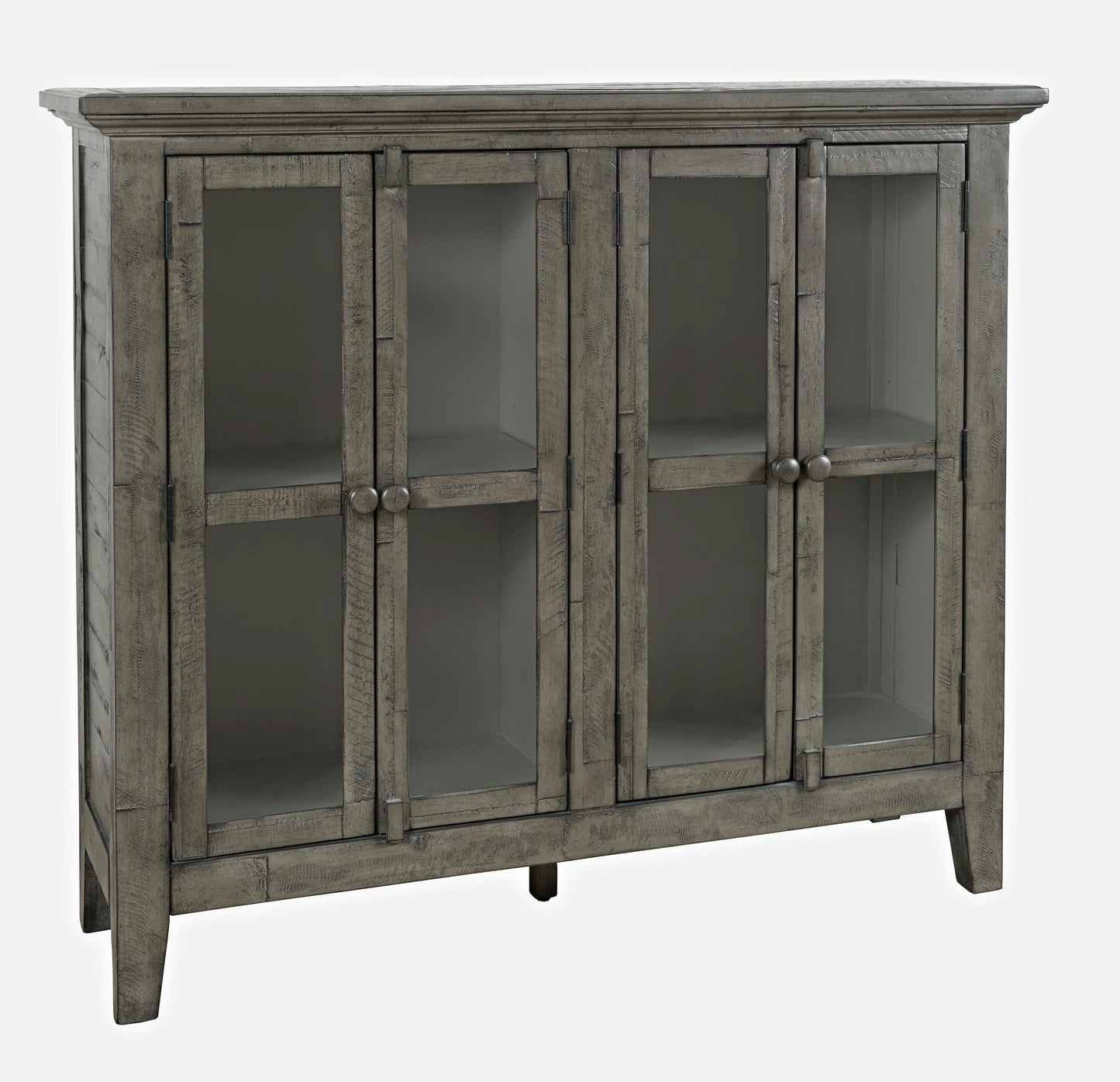 Rustic Shores 48" Coastal Distressed Acacia Four-Door Accent Cabinet - Stone