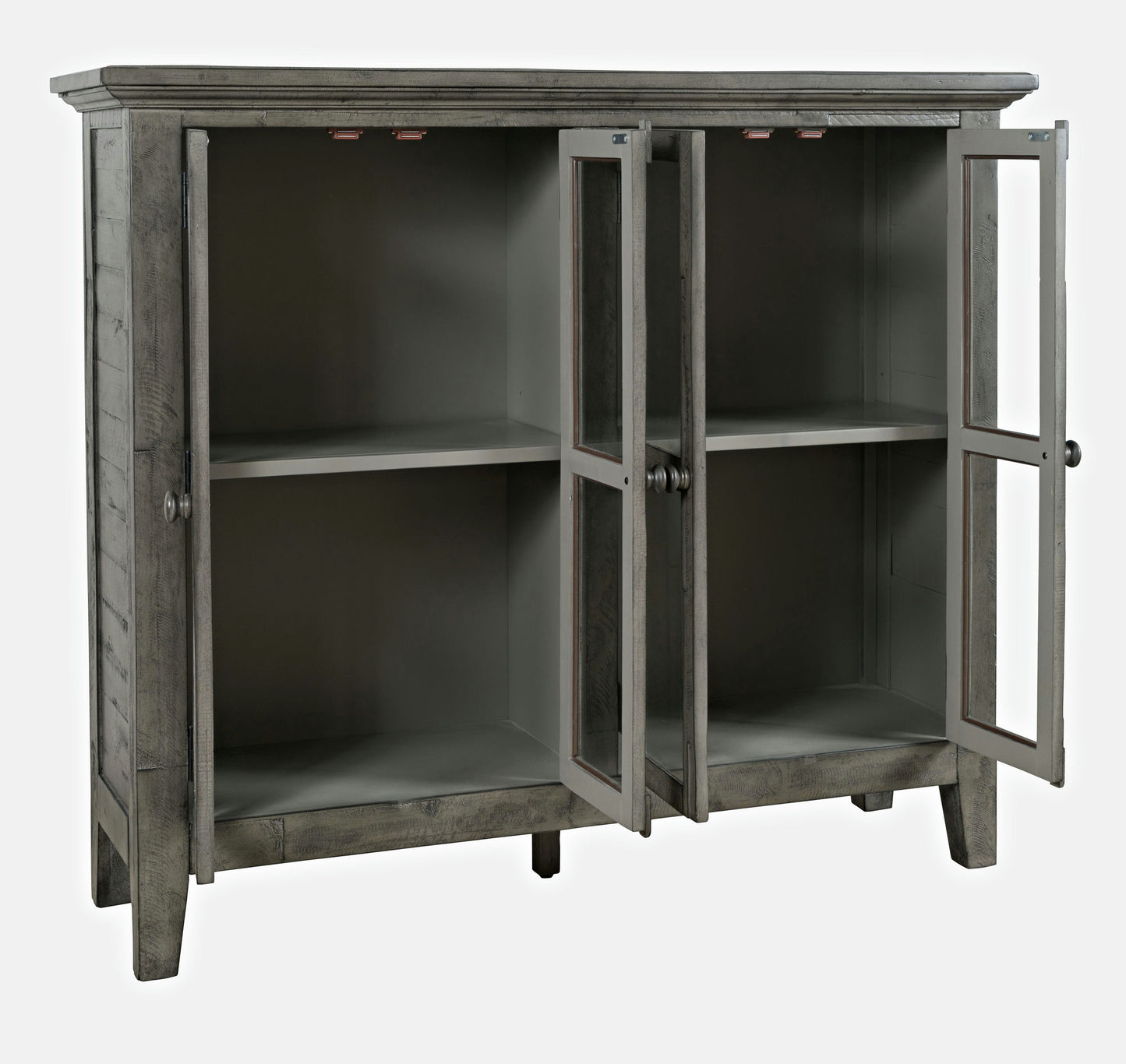 Rustic Shores 48" Coastal Distressed Acacia Four-Door Accent Cabinet - Stone
