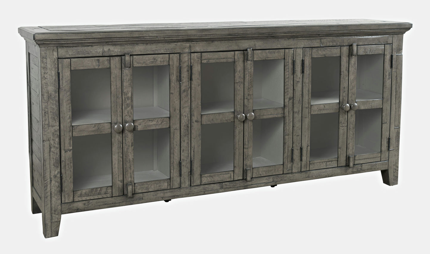 Rustic Shores 70" Coastal Distressed Acacia Six-Door Sideboard Cabinet - Stone
