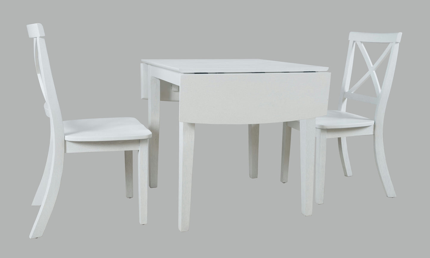 Eastern Tides Three Piece Cross-Back Dining Set - Brushed White