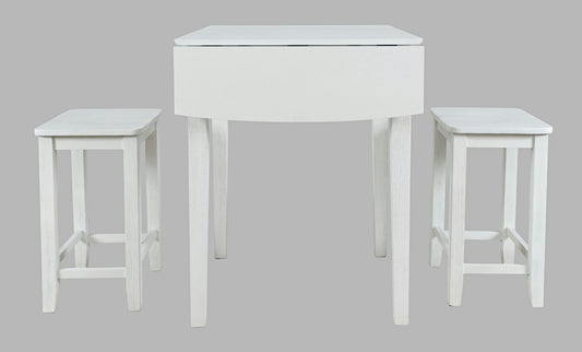 Eastern Tides Three Piece Backless Counter Height Dining Set - Brushed White