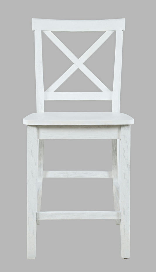 Eastern Tides X-Back Counter Barstool (Set of 2) - Brushed White