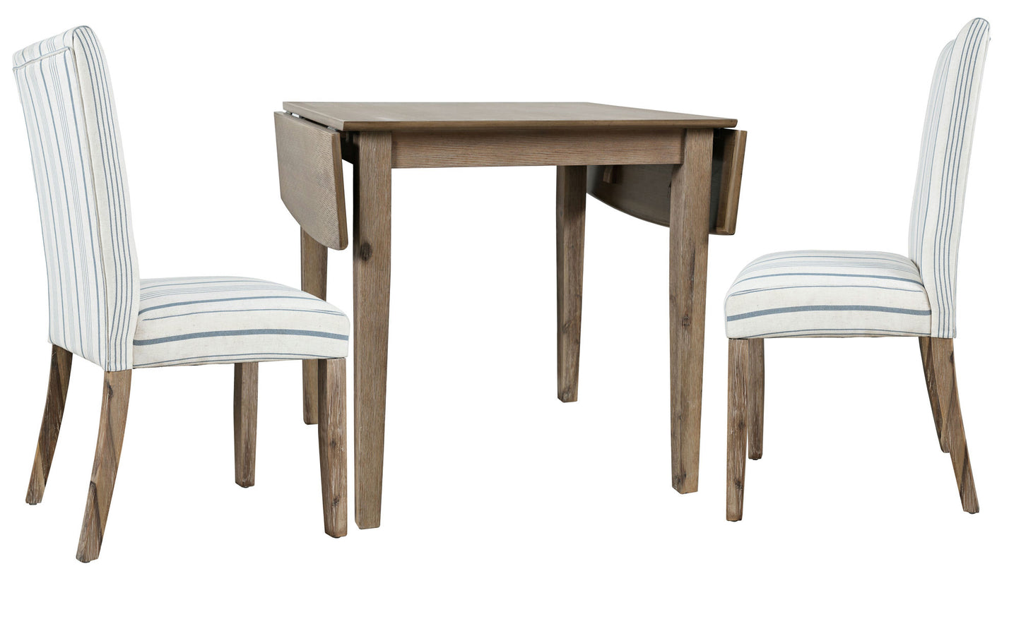 Eastern Tides Coastal Wire-Brushed Acacia Three Piece Upholstered Dining Set