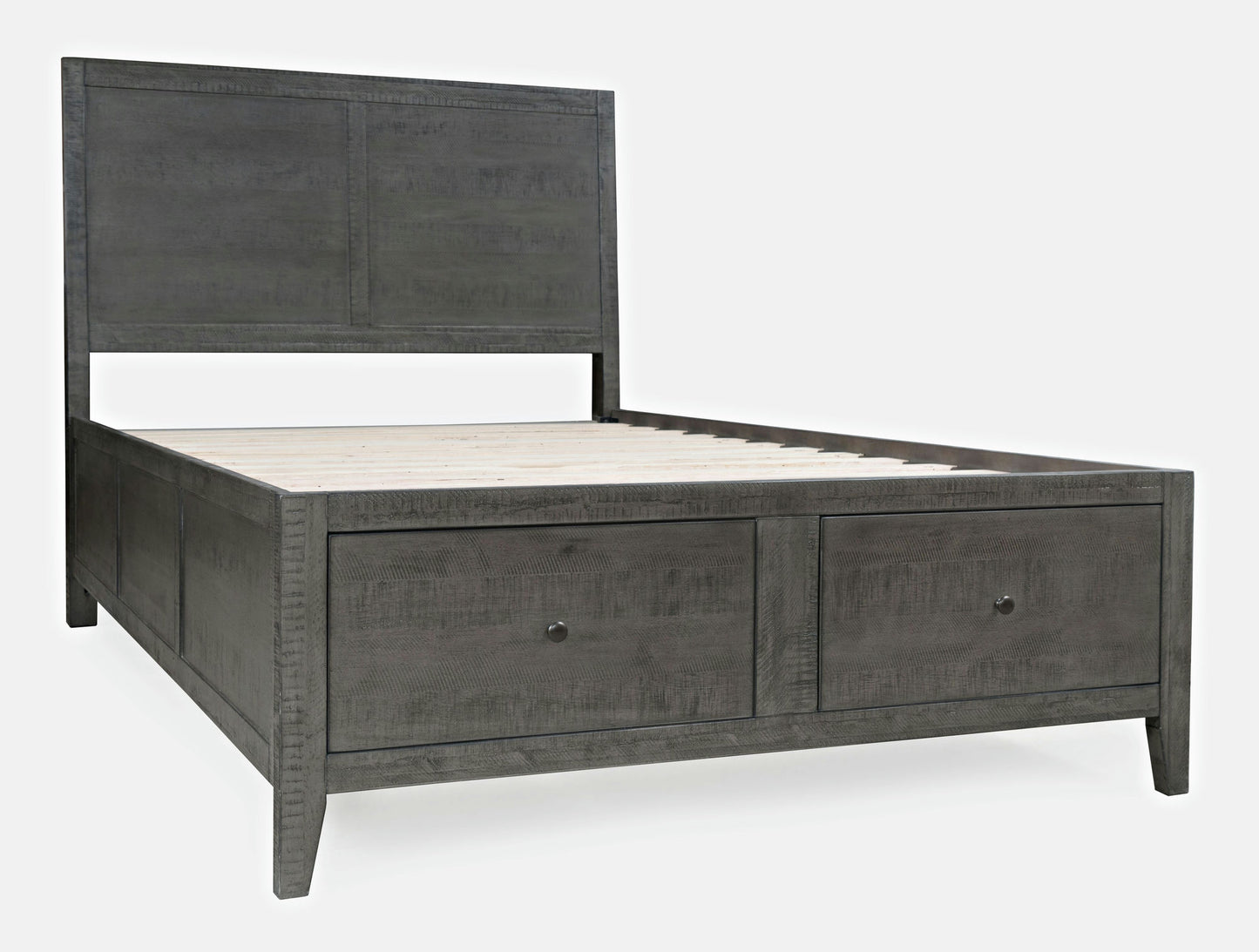 Maxton Coastal Distressed Acacia Full Size Bed with Storage Drawers - Stone