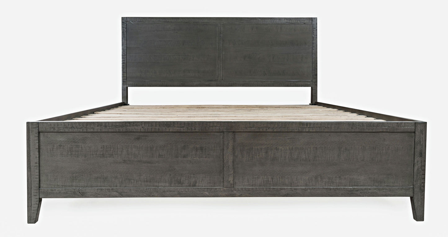 Maxton Contemporary Coastal Distressed Acacia King Size Bed - Stone