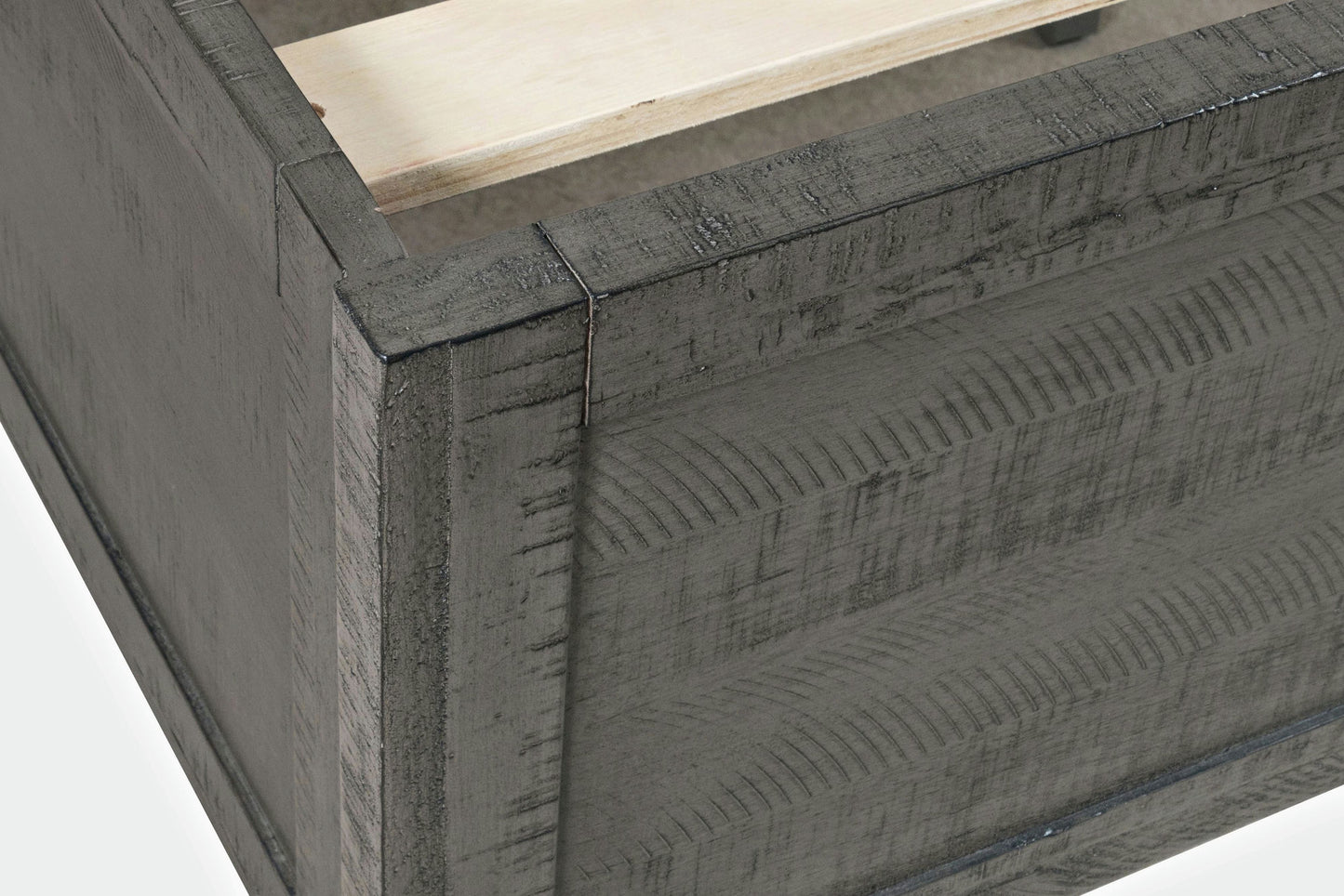 Maxton Contemporary Coastal Distressed Acacia King Size Bed - Stone