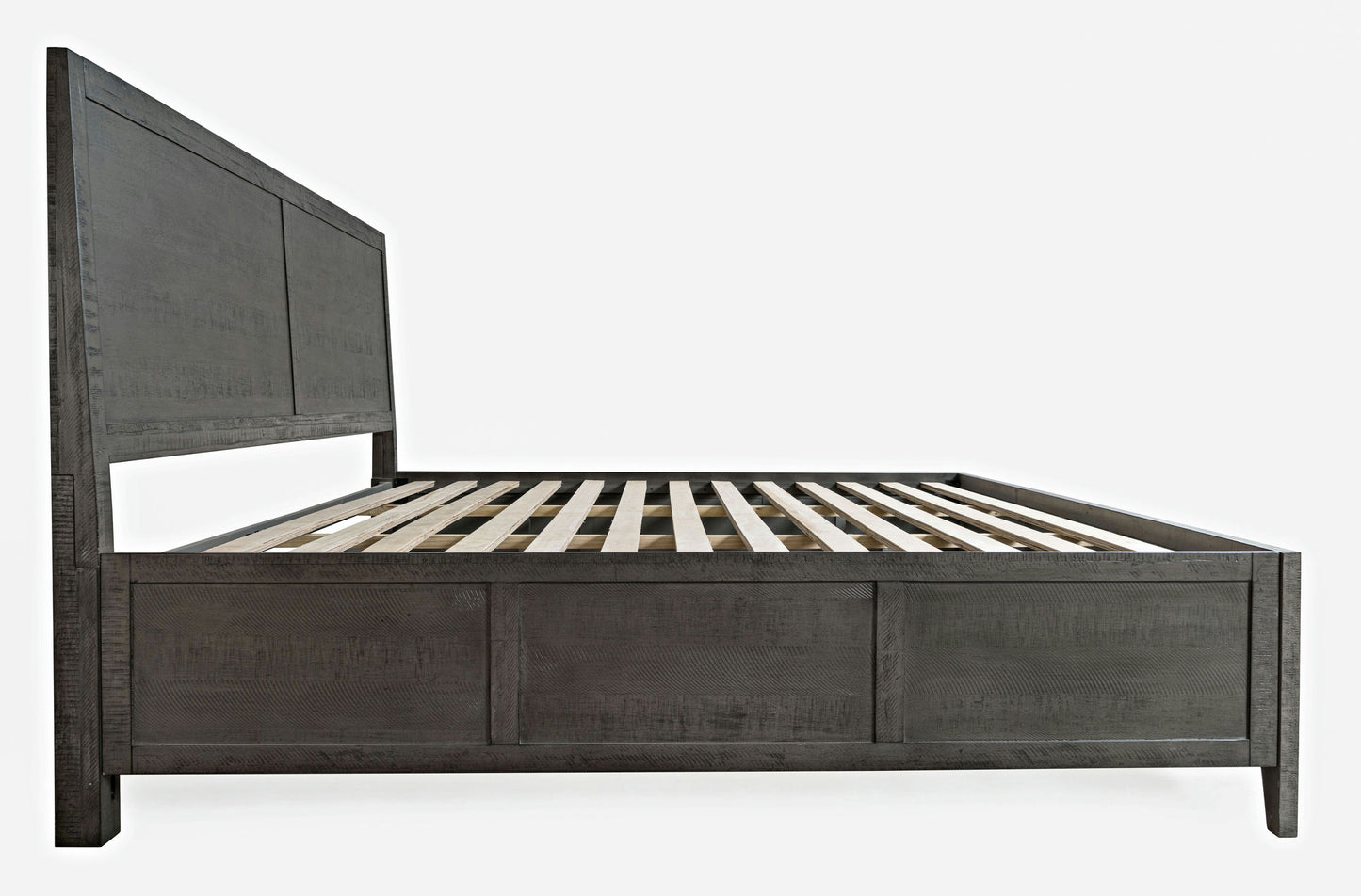 Maxton Contemporary Coastal Distressed Acacia King Size Bed - Stone