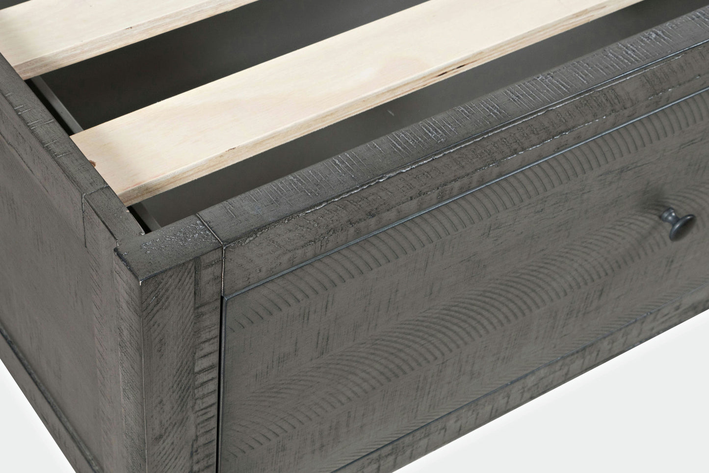 Maxton Coastal Distressed Acacia King Size Bed with Storage Drawers - Stone