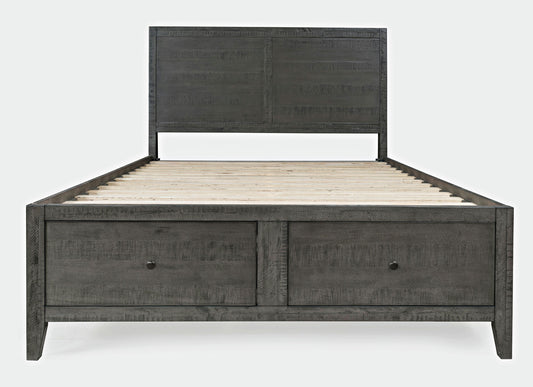 Maxton Coastal Distressed Acacia Queen Size Bed with Storage Drawers - Stone