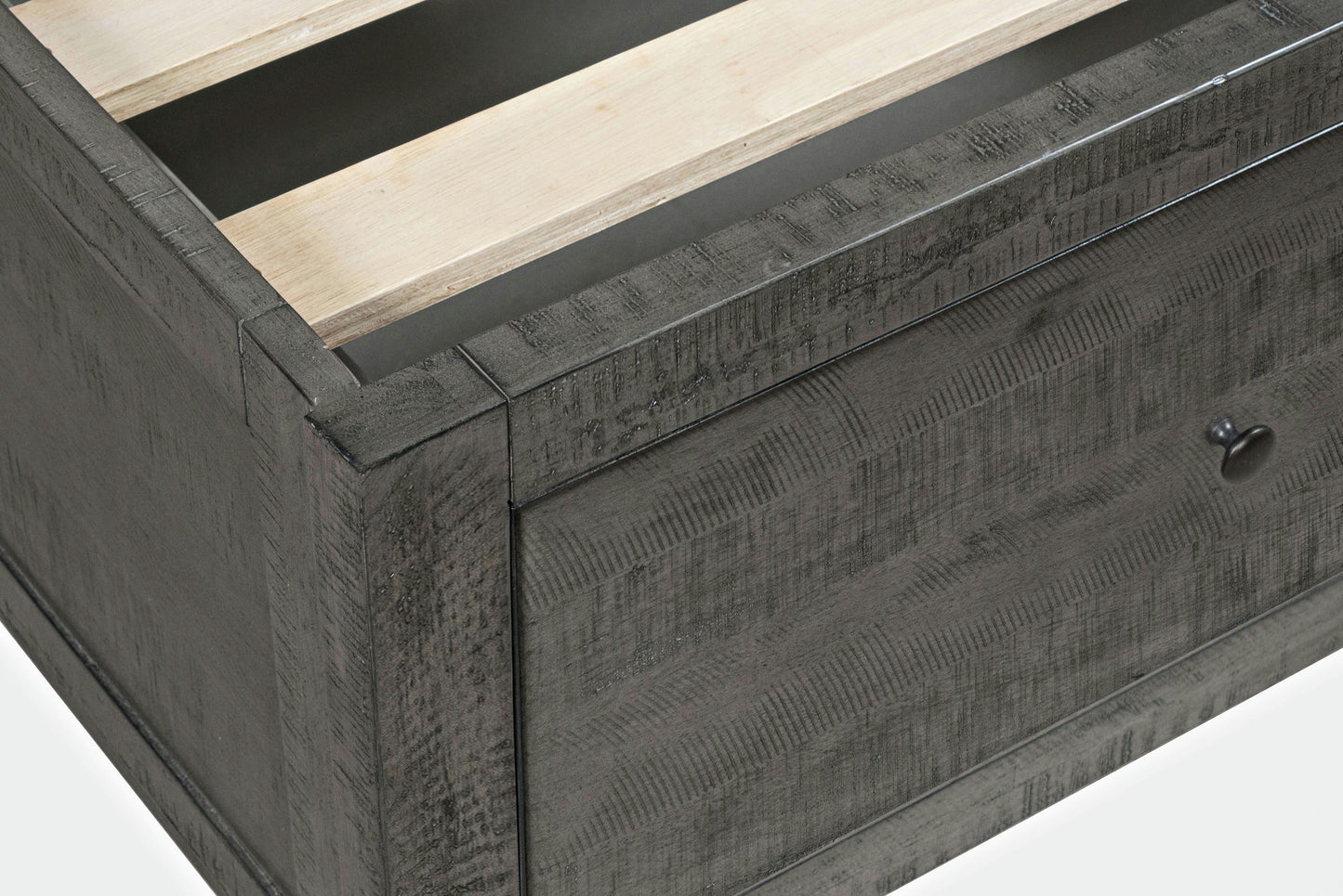 Maxton Coastal Distressed Acacia Queen Size Bed with Storage Drawers - Stone