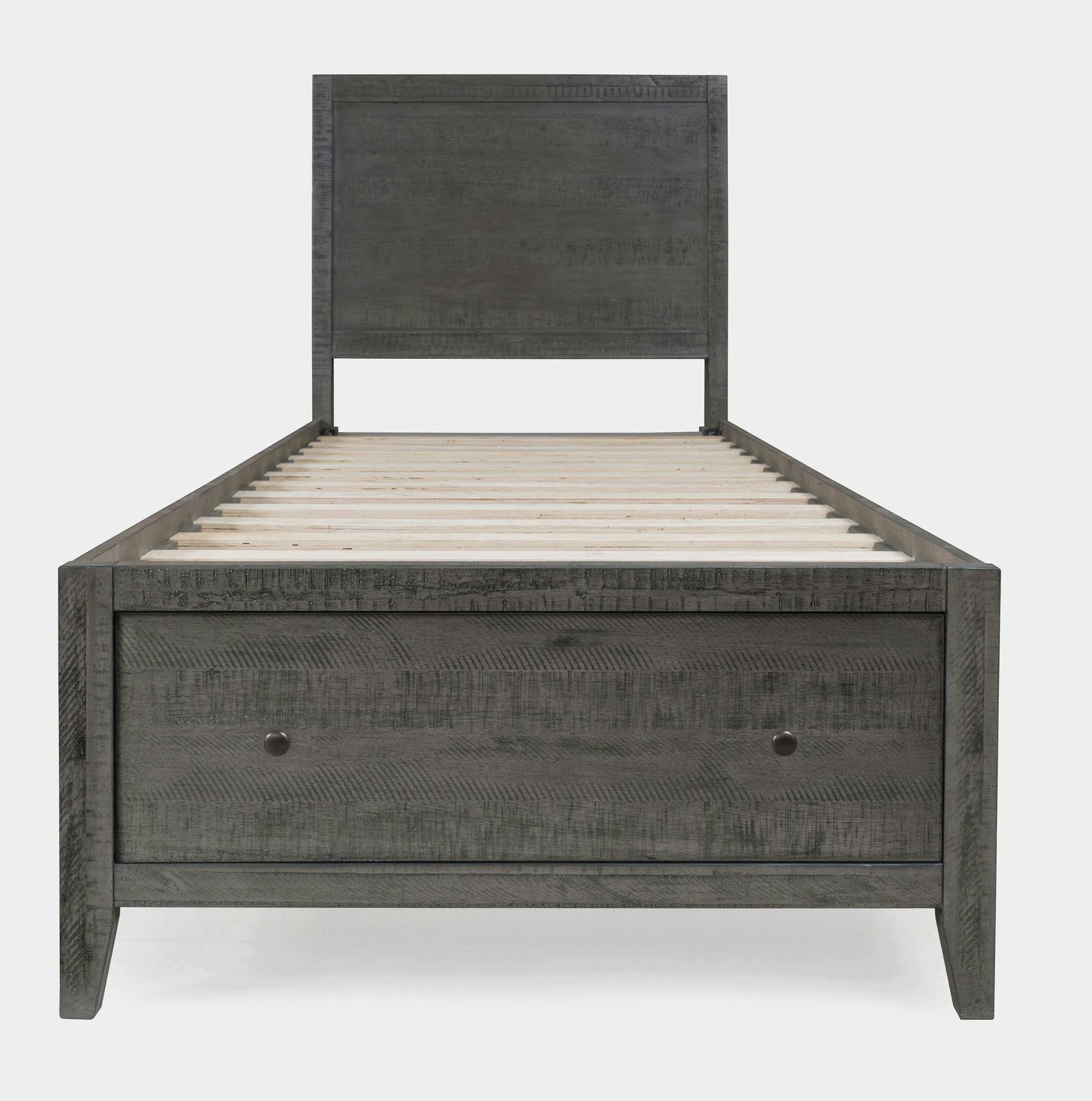 Maxton Coastal Distressed Acacia Twin Size Bed with Storage Drawers - Stone