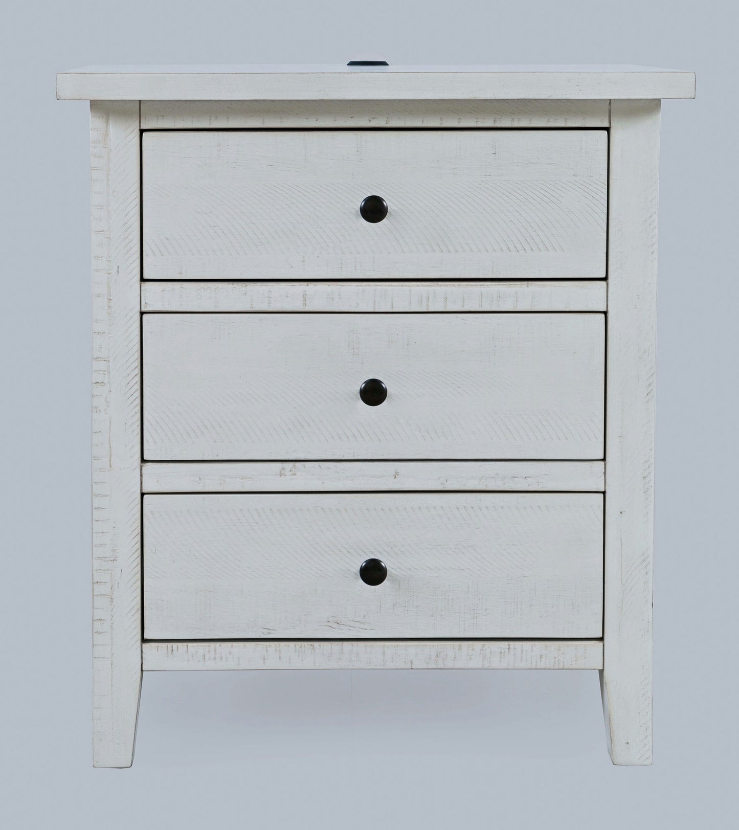 Maxton Contemporary Coastal Distressed Acacia USB Charging Nightstand - Ivory