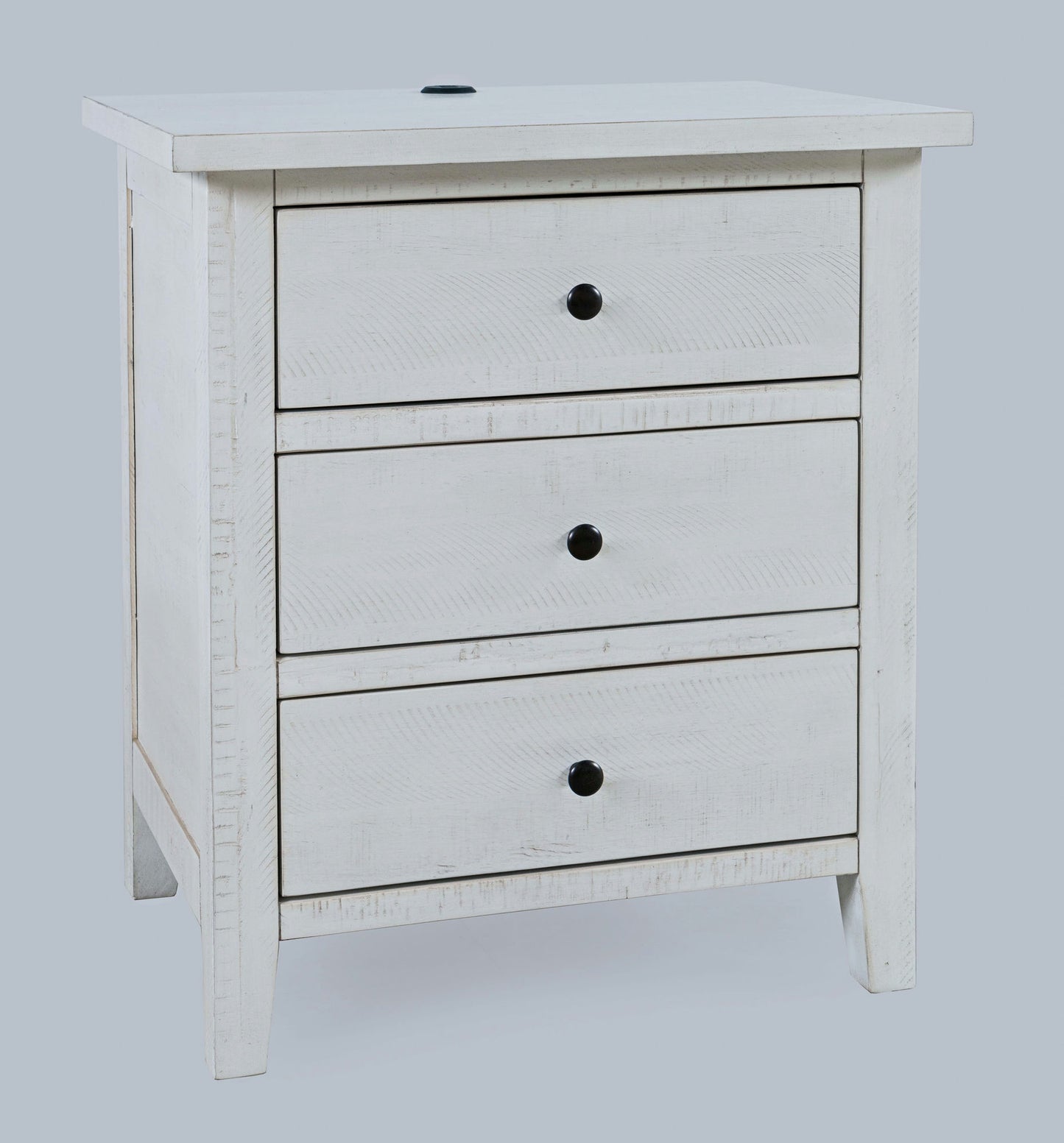 Maxton Contemporary Coastal Distressed Acacia USB Charging Nightstand - Ivory