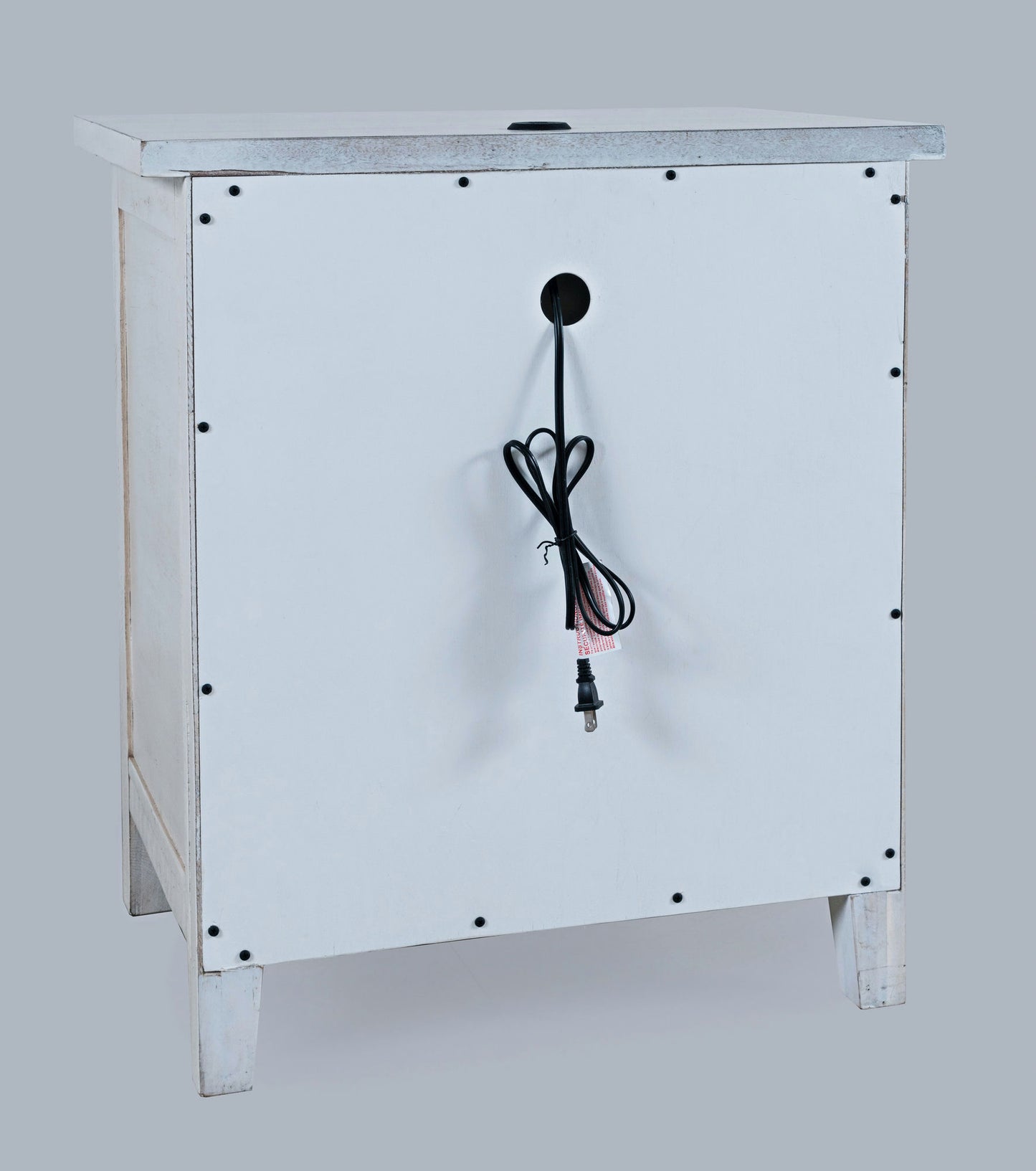 Maxton Contemporary Coastal Distressed Acacia USB Charging Nightstand - Ivory