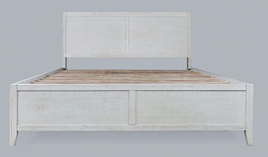 Maxton Contemporary Coastal Distressed Acacia King Size Bed - Ivory