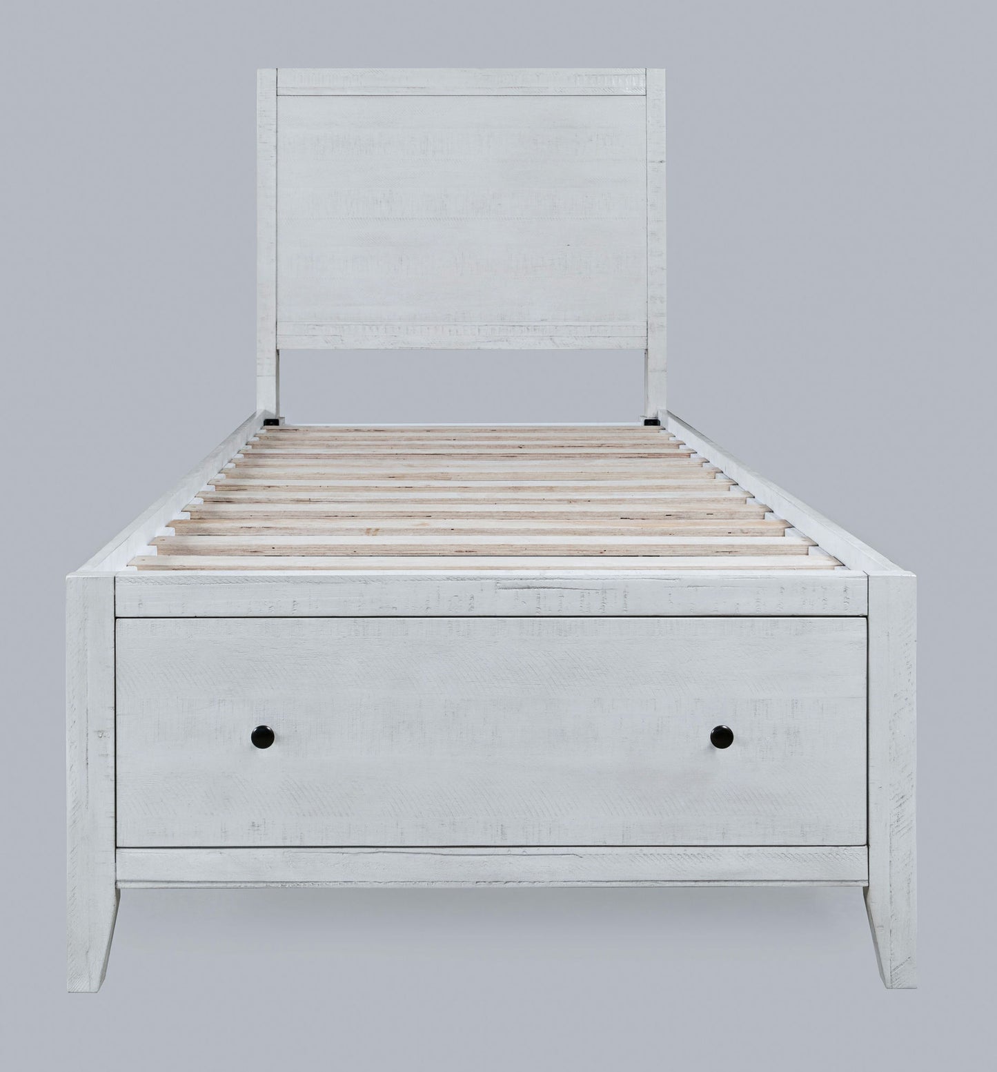 Maxton Coastal Distressed Acacia Twin Size Bed with Storage Drawers - Ivory
