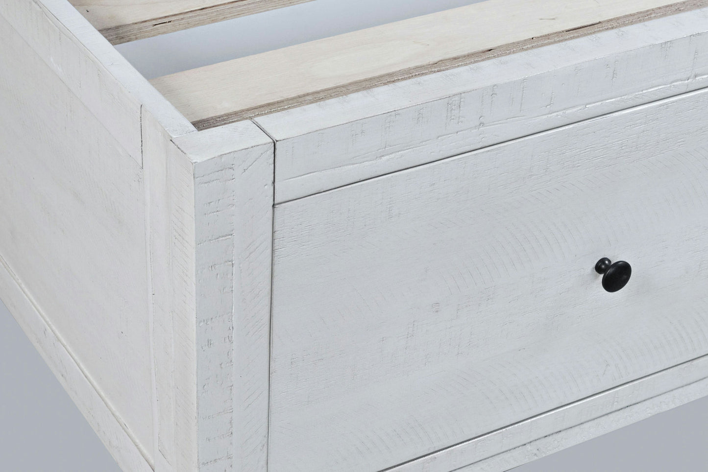 Maxton Coastal Distressed Acacia Twin Size Bed with Storage Drawers - Ivory