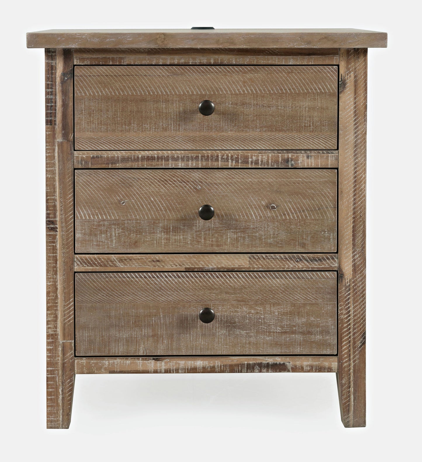 Maxton Contemporary Coastal Distressed Acacia USB Charging Nightstand - Brown