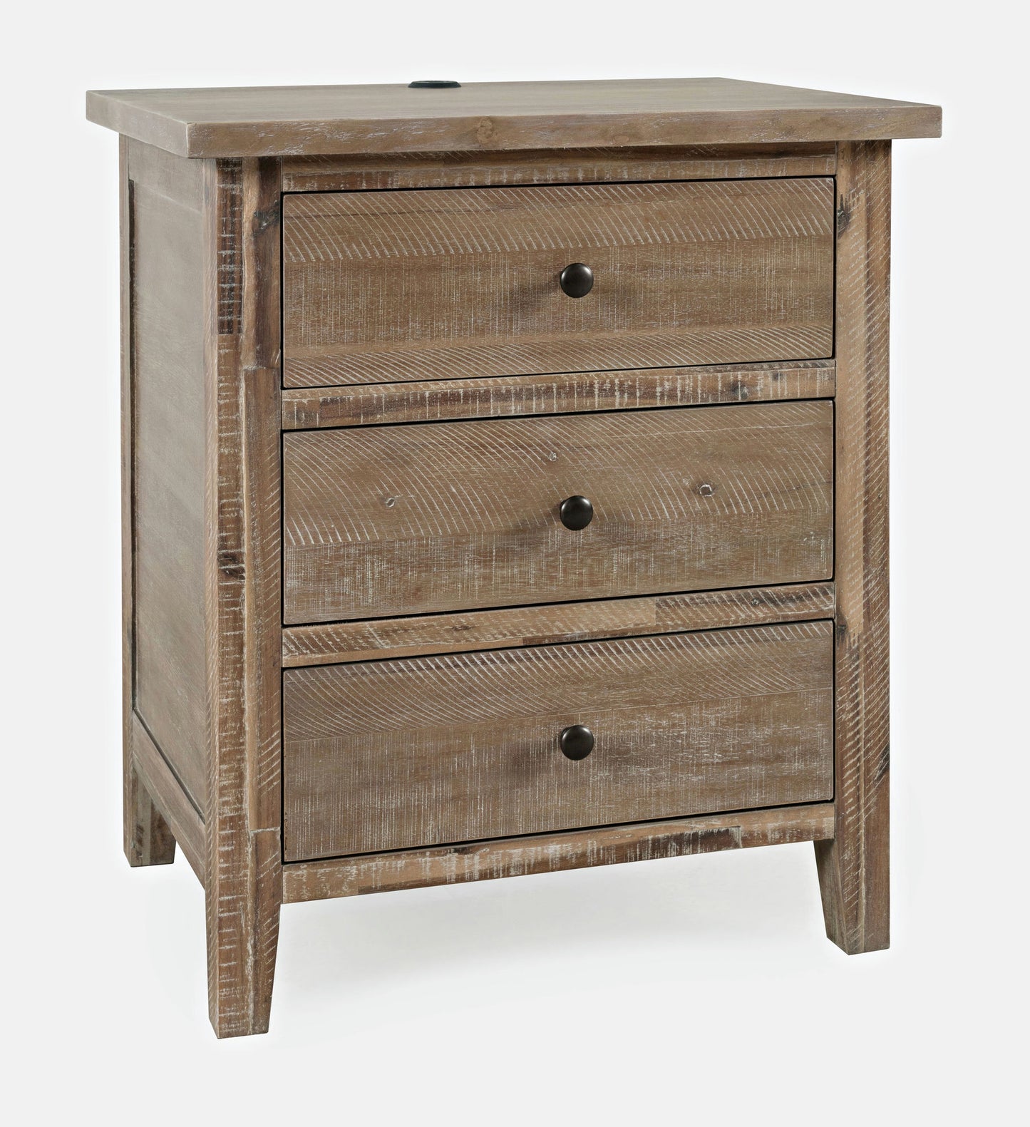 Maxton Contemporary Coastal Distressed Acacia USB Charging Nightstand - Brown
