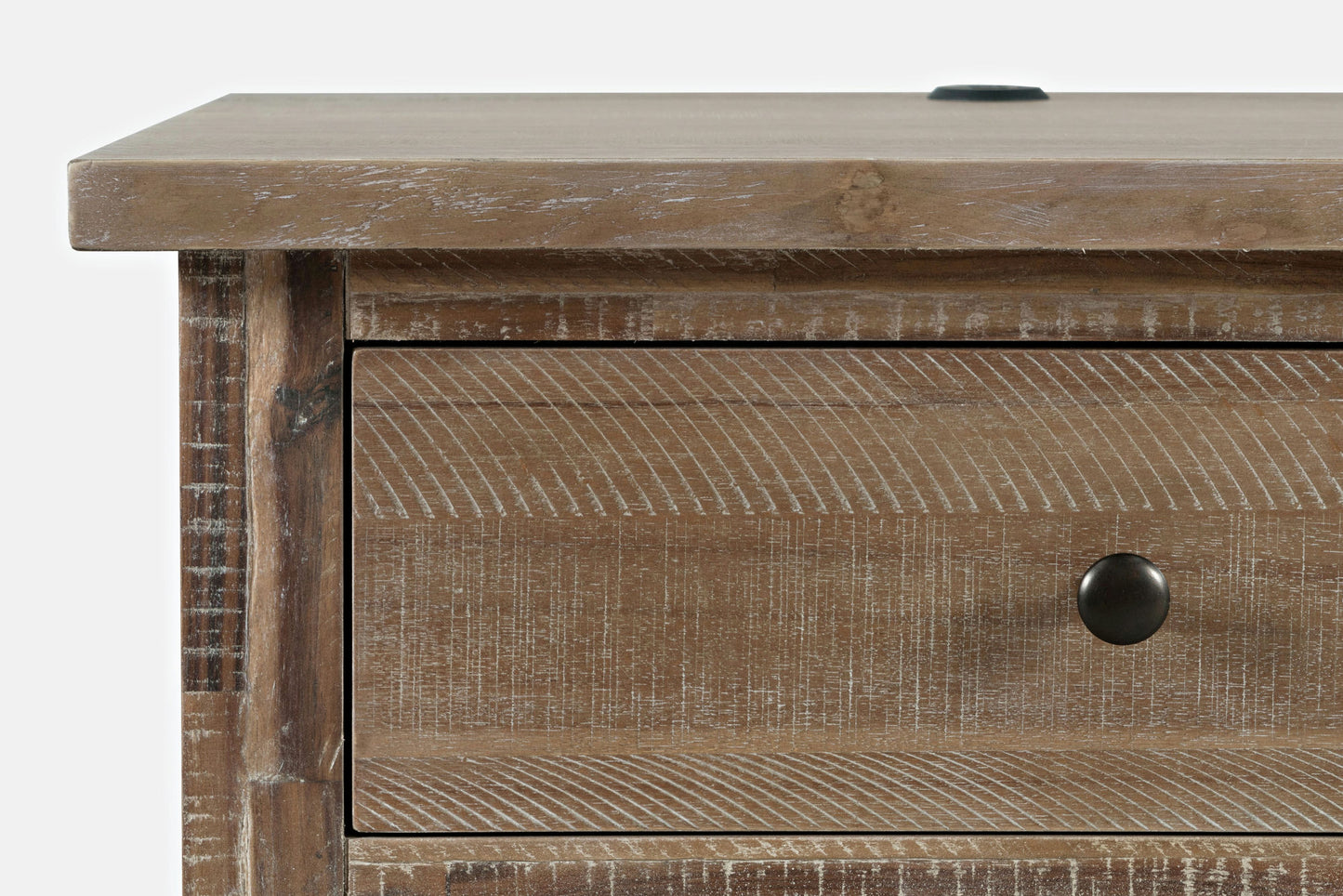 Maxton Contemporary Coastal Distressed Acacia USB Charging Nightstand - Brown