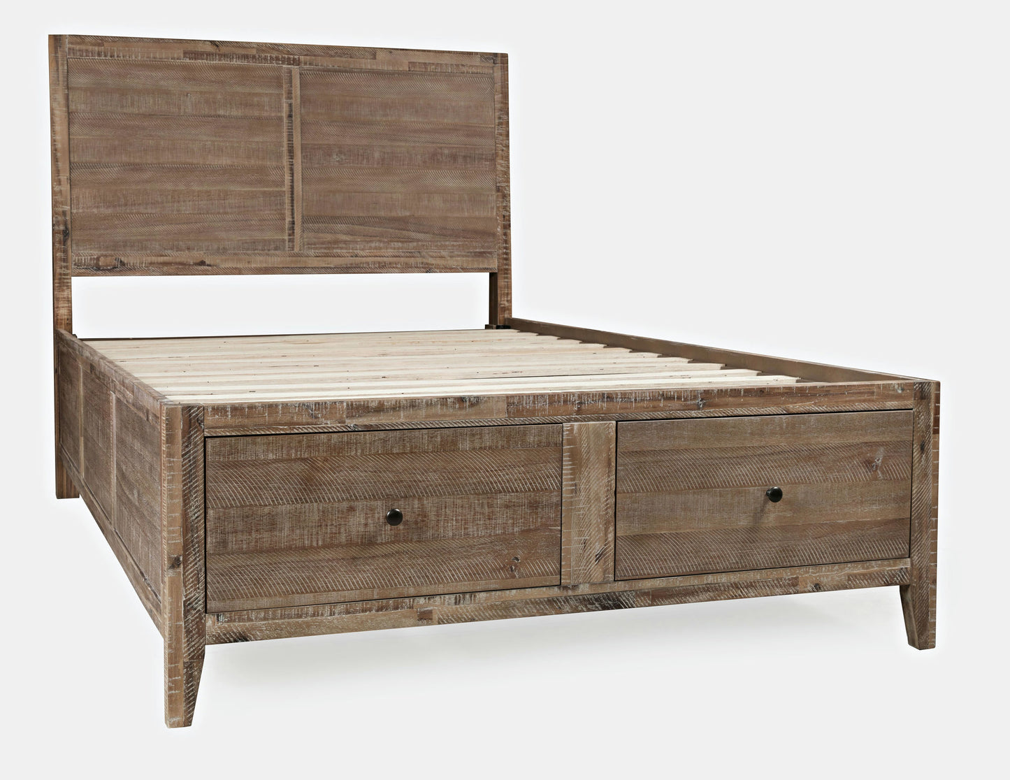 Maxton Coastal Distressed Acacia Full Size Bed with Storage Drawers - Wash Brown