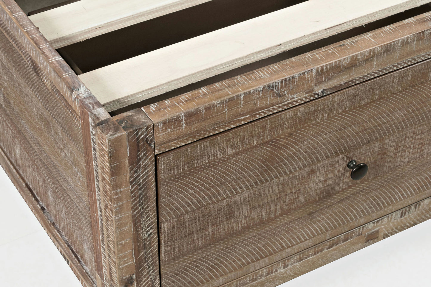 Maxton Coastal Distressed Acacia Full Size Bed with Storage Drawers - Wash Brown